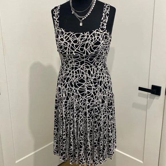 Frank Lyman Design | Dresses | Frank Lyman Of Montreal White Scribble On  Black Midi Dress Size 8 | Poshmark